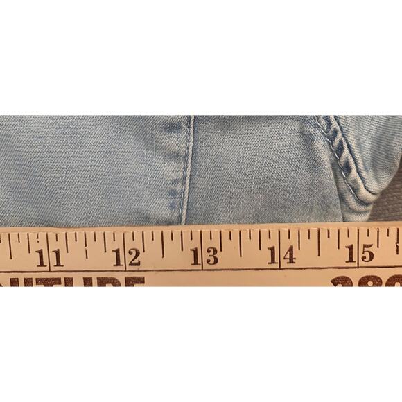 H&M Women Medium Shirt Dress Blue Jean Denim Belt Pearl Snap Long Sleeve‎ - Picture 4 of 7